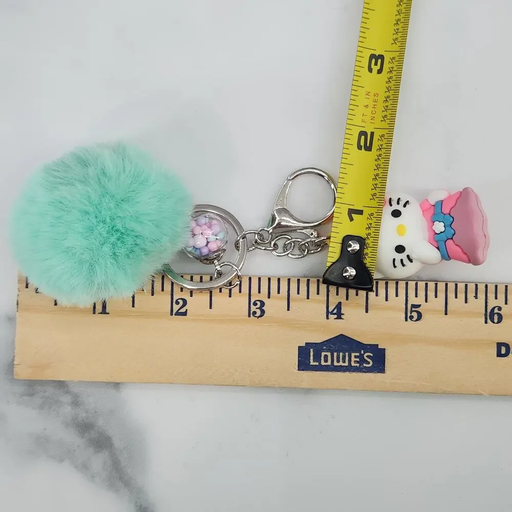 Hello Kitty 3D Figure Keychain, puff ball & mini bead filled bubble Princess!